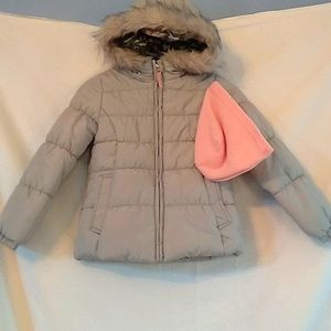 Girl's Sz 7-8 Weathertamer gray/pink puffer coat